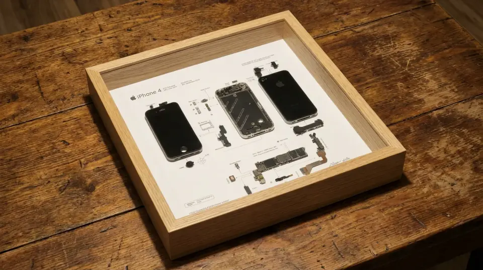 Iphone kunst art schilderij lijst luxe handgemakte apple frame licht hout