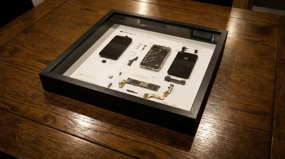 Iphone kunst art schilderij lijst luxe handgemakte apple frame zwarte lijst hout